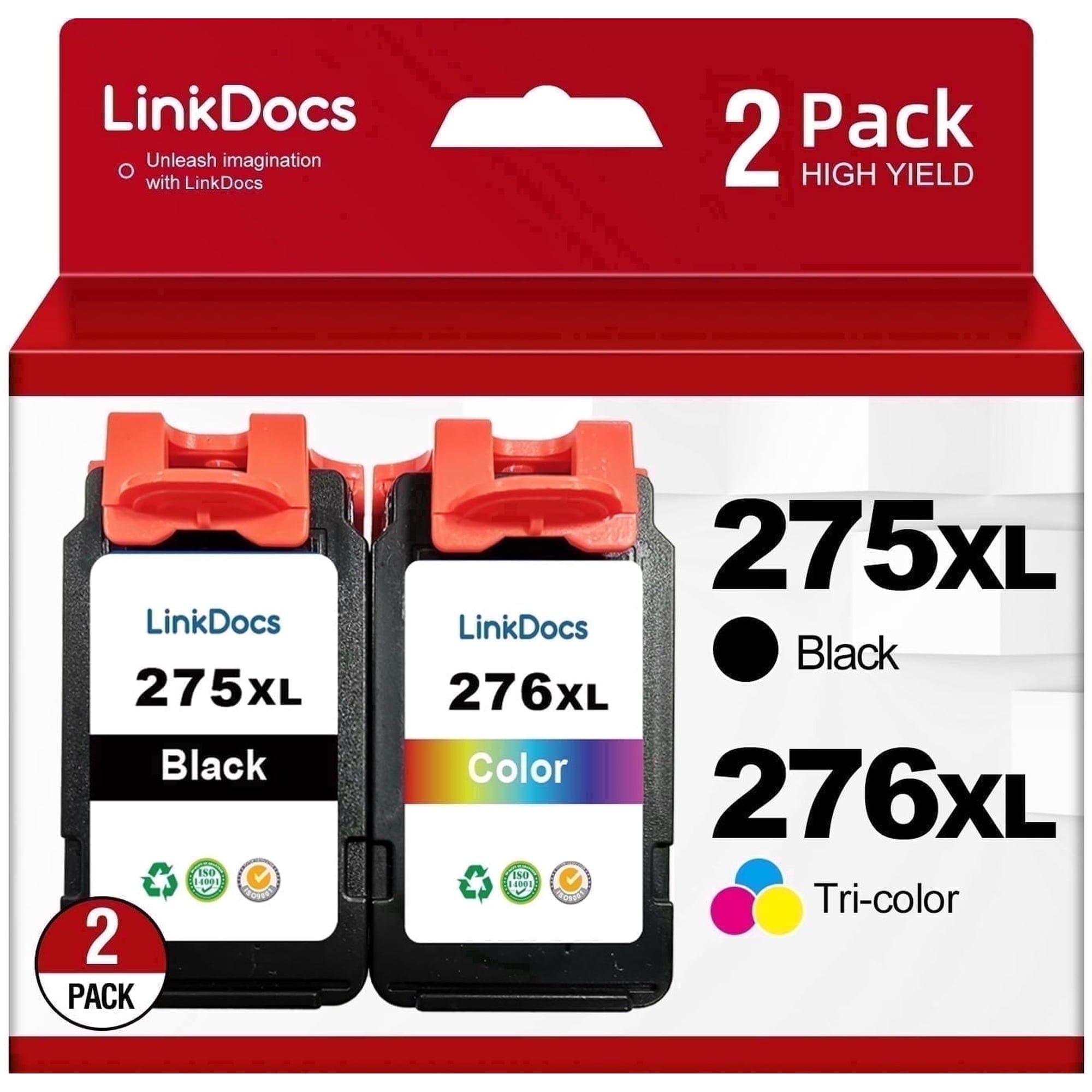 275XL 276XL Ink Cartridge Compatible for Canon Ink 275 and 276 for Canon 275 Ink PG-275 CL-276 Black and Tri-Color Ink Cartridge for PIXMA TS3520 TS3522 TS3500 Printer ink ( Black 1Tri-Color)