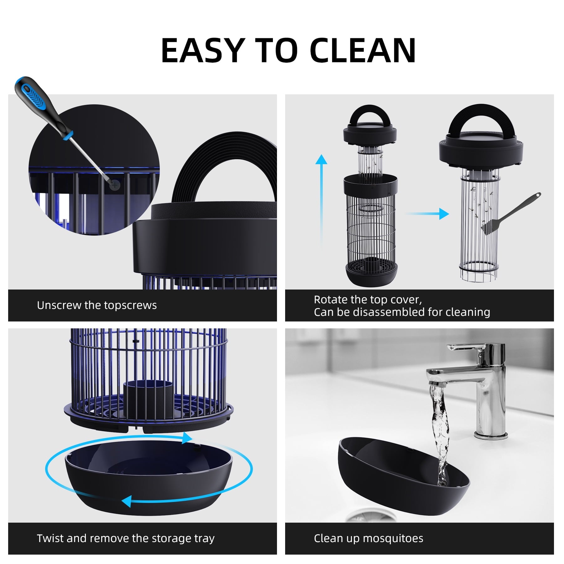 KLOUDIC Waterproof 4000V Detachable Electric Mosquito Killer Bug Zapper Electronic Insect Fly Trap for Outdoor and Indoor
