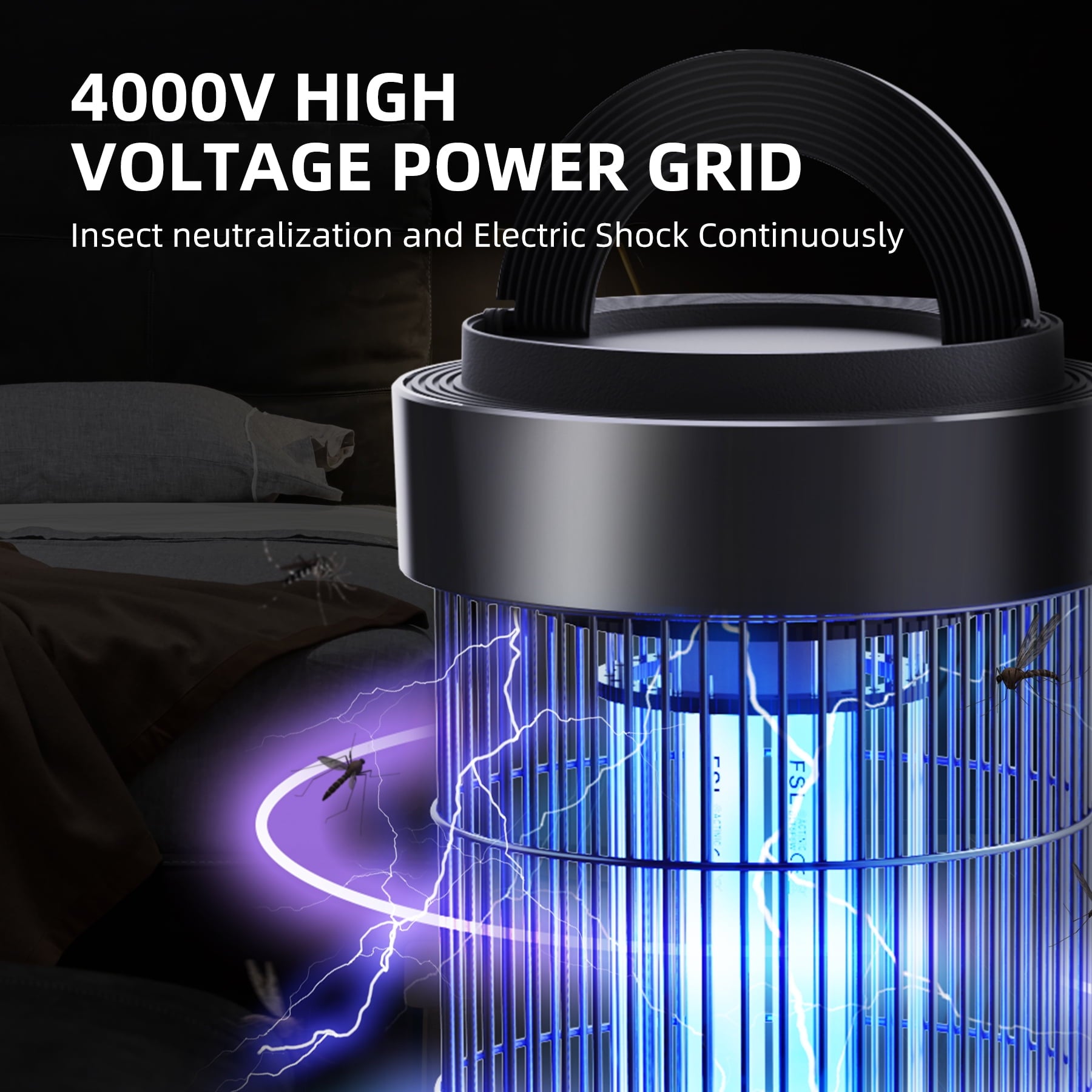KLOUDIC Waterproof 4000V Detachable Electric Mosquito Killer Bug Zapper Electronic Insect Fly Trap for Outdoor and Indoor